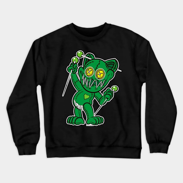 VooDoo Kitty Cat Doll Green Colors Crewneck Sweatshirt by eShirtLabs